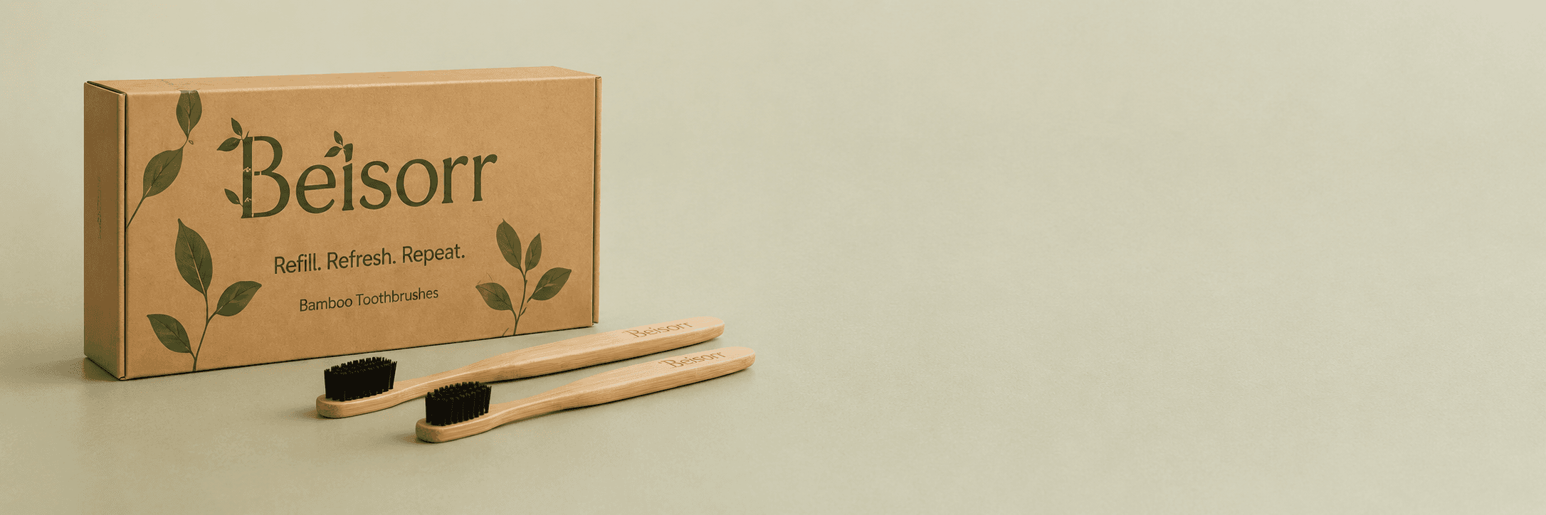 Beisorr eco-friendly quarterly refill kraft box with wooden toothbrushes
