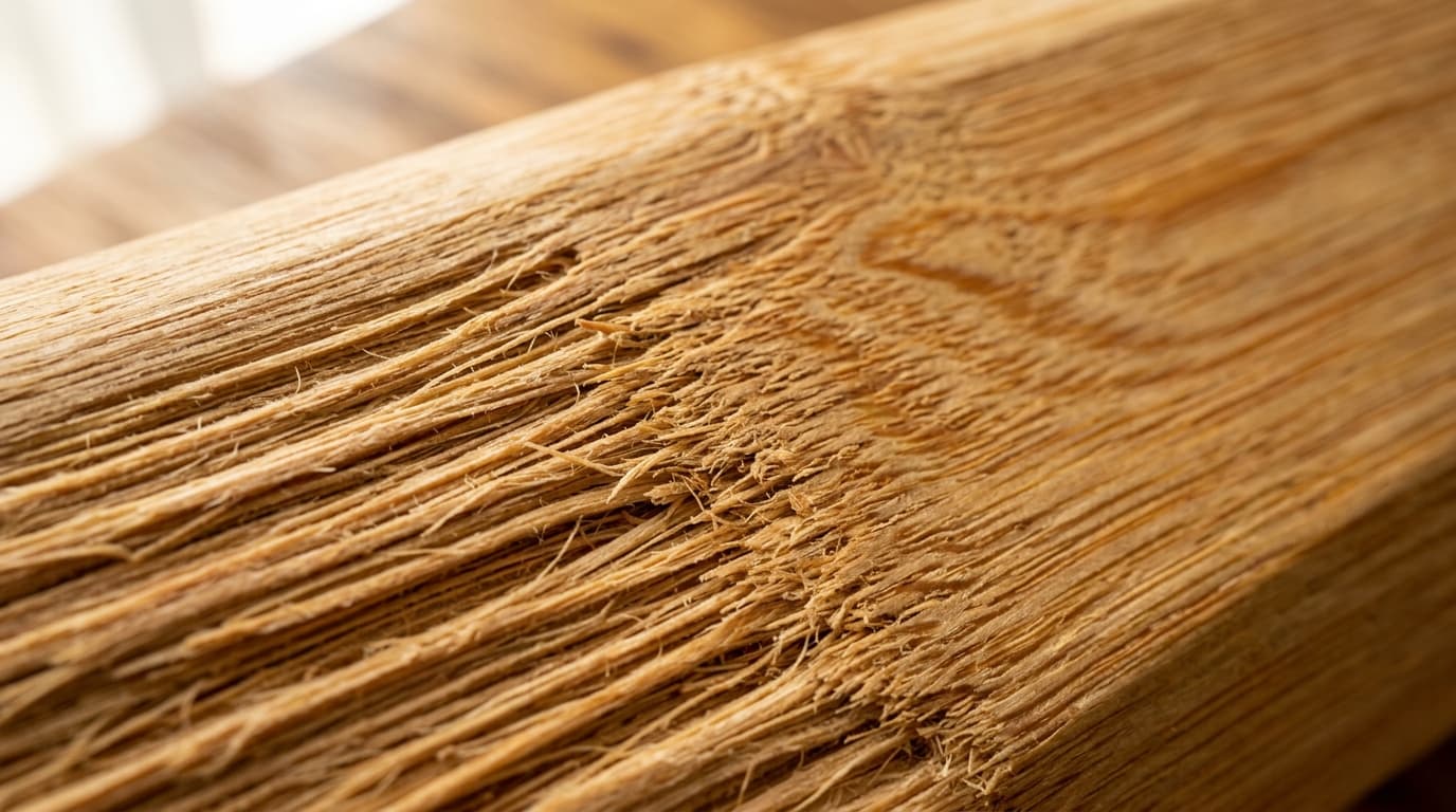 Natural organic bamboo wood grain fibers close up